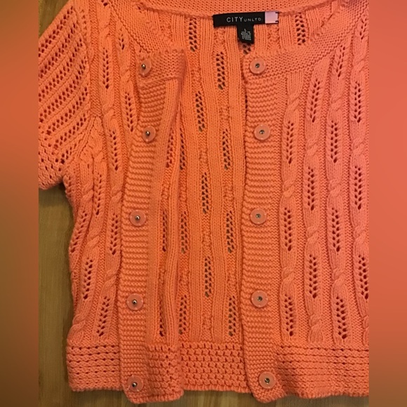 NWT Coral Short Sleeve Button-front Cable Knit Cardigan - Picture 9 of 16